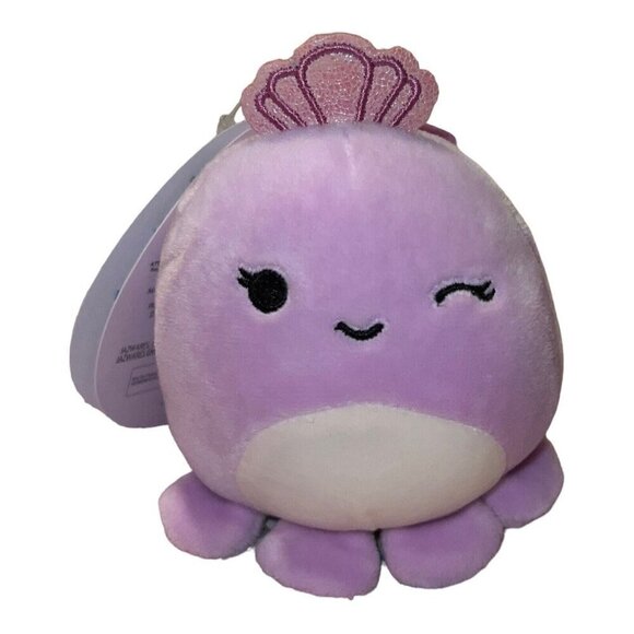 NWT Squishmallows VIOLET the OCTOPUS Clip On Keychain 3.5" INCH Kellytoy Sealife - Picture 1 of 4